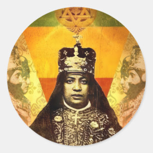 Pegatina Redonda Menen Asfaw Haile Selassie Su Majestad Jah Rastafa