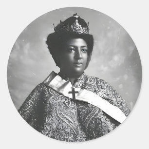 Pegatina Redonda Menen Asfaw Reina de África Emperatriz Selassie I 