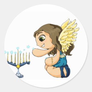 Pegatina Redonda Menorah Angel
