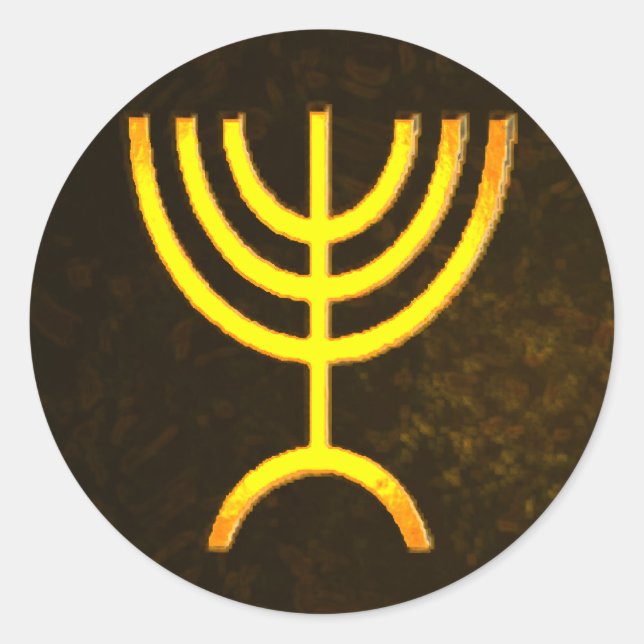 Pegatina Redonda Menorah Flame (Anverso)