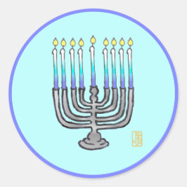 Pegatina Redonda Menorah Whimsical