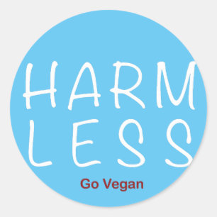 Pegatina Redonda Menos daño - Ir Vegan (versión ligera)