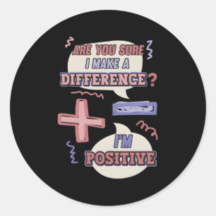 Pegatina Redonda Menos Y Más Rótulo Math Pun