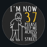 Pegatina Redonda Mens 37th Birthday For Him I'm Now 37 Years Old<br><div class="desc">Mens 37th Birthday For Him I'm Now 37 Years Old Cool BDay Gift. Perfect gift for your dad,  mom,  papa,  men,  women,  friend and family members on Thanksgiving Day,  Christmas Day,  Mothers Day,  Fathers Day,  4th of July,  1776 Independent day,  Veterans Day,  Halloween Day,  Patrick's Day</div>