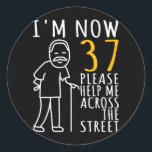 Pegatina Redonda Mens 37th Birthday For Him I'm Now 37 Years Old<br><div class="desc">Mens 37th Birthday For Him I'm Now 37 Years Old Cool BDay Gift. Perfect gift for your dad,  mom,  papa,  men,  women,  friend and family members on Thanksgiving Day,  Christmas Day,  Mothers Day,  Fathers Day,  4th of July,  1776 Independent day,  Veterans Day,  Halloween Day,  Patrick's Day</div>