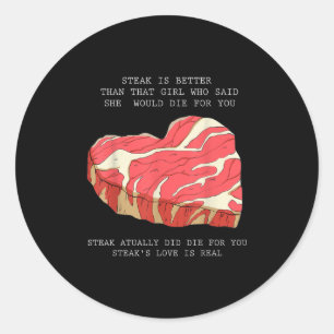 Pegatina Redonda Mens Bbq Heart Graphic Funny Cita Meme Único Gri