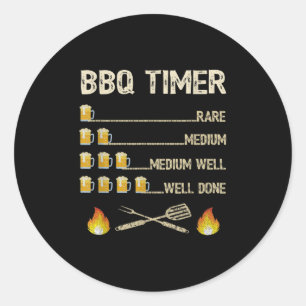 Pegatina Redonda Mens Bbq Timer Funny Barbecue Grill Grill Beer