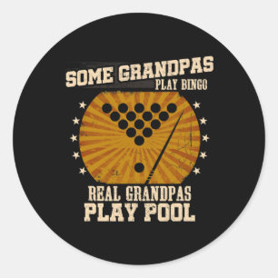 Pegatina Redonda Mens Billiards Grandpa Shirt - Real Grandpas Play