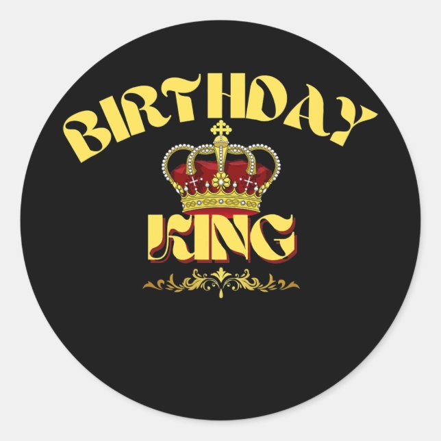 Pegatina Redonda Mens BIRTHDAY KING Crown  (Anverso)