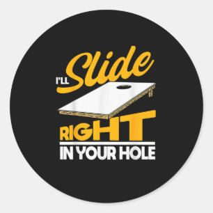Pegatina Redonda Mens Chiste Sports Cornhole
