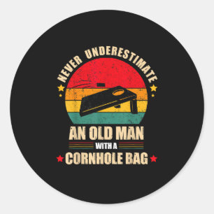 Pegatina Redonda Mens Cornhole Cornhole Player Cornhole Bag
