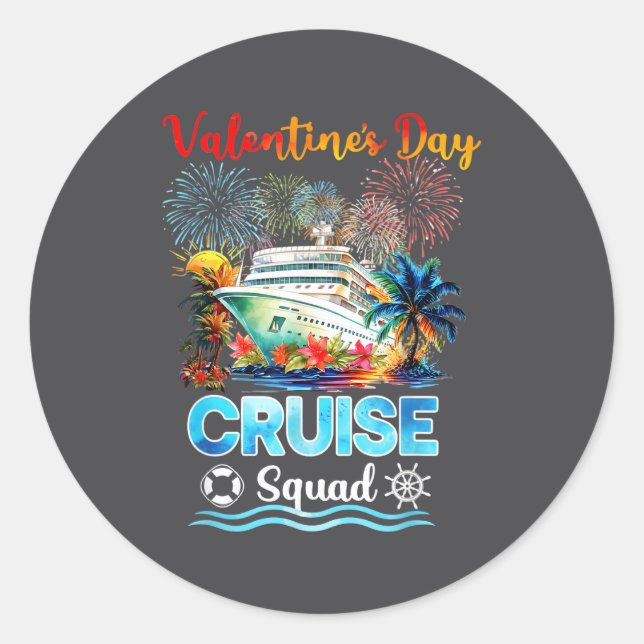 Pegatina Redonda Mens Cruise Squad Valentine's Day Vacation Travel  (Anverso)