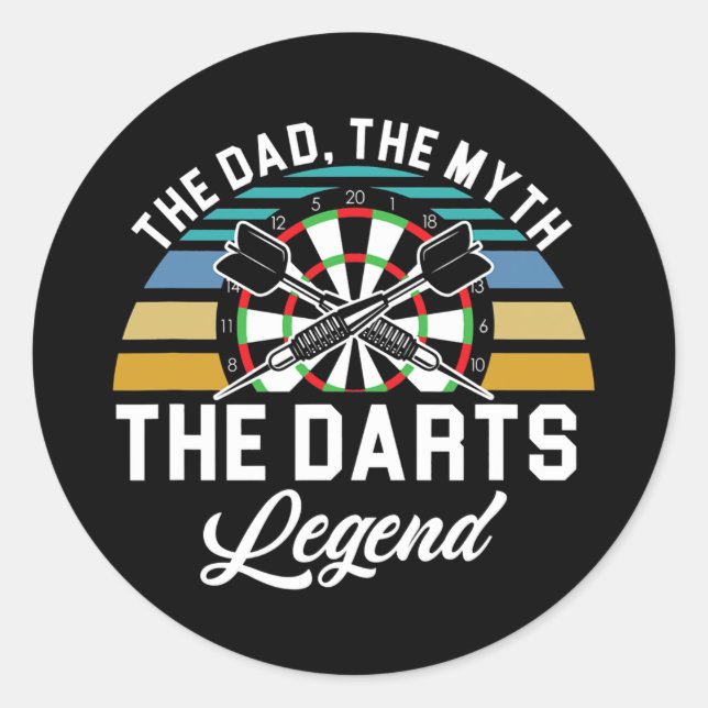 Pegatina Redonda Mens Dad Myth Dart Legend Padre Dart Player (Anverso)