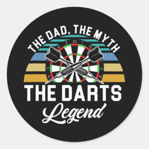 Pegatina Redonda Mens Dad Myth Dart Legend Padre Dart Player