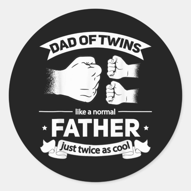 Pegatina Redonda Mens Dad of Twins 2022 Father twice as cool Twin (Anverso)