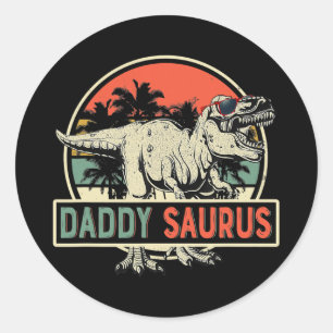 Pegatina Redonda Mens Daddysaurus T rex Dinosaur Daddy Saurus