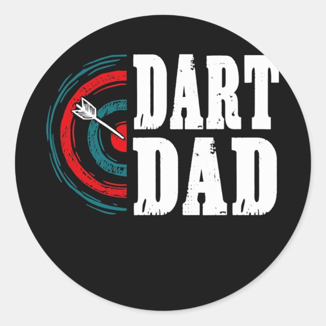 Pegatina Redonda Mens Dart Dad Darts Player Father Dartboard (Anverso)