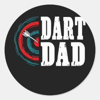 Pegatina Redonda Mens Dart Dad Darts Player Father Dartboard