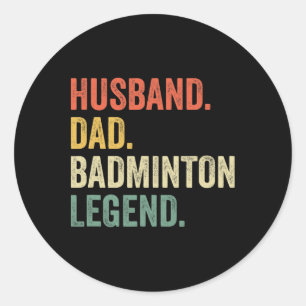 Pegatina Redonda Mens Dminton Funny Husnd Dad Legend Vintage Father