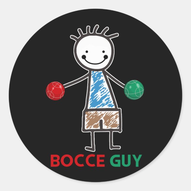 Pegatina Redonda Mens Funny Meme Bocce Ball Diseño Boys Bocci Sport (Anverso)