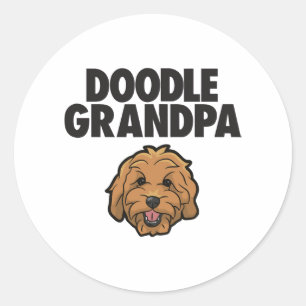 Pegatina Redonda Mens Goldendoodle Abuelo Doodle Papa Cute Goldend