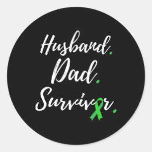 Pegatina Redonda Mens Husbynd Dad Sobreviviente de enfermedad renal