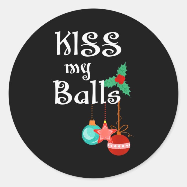 Pegatina Redonda Mens Kiss My Xmas Funny Adult Humor Christmas  (Anverso)