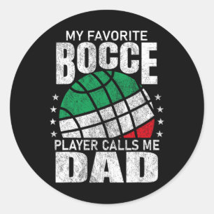 Pegatina Redonda Mens Mi Bocce Ball Player Favorito Me Llama Papá I