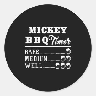 Pegatina Redonda Mens Mickey Bbq Timer Beer Funny Griting