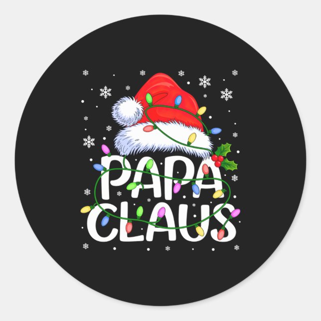 Pegatina Redonda Mens Papa Claus Christmas Lights Long Sleeve  (Anverso)