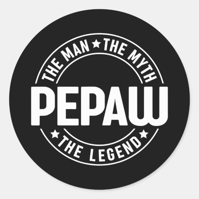 Pegatina Redonda Mens Pepaw The Man The Myth The Legend Father's (Anverso)