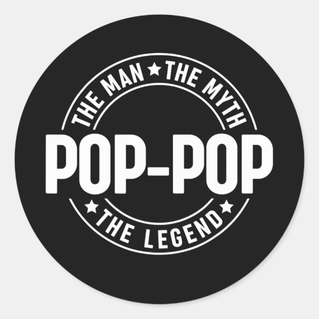 Pegatina Redonda Mens Pop Pop The Man The Myth The Legend Father's (Anverso)