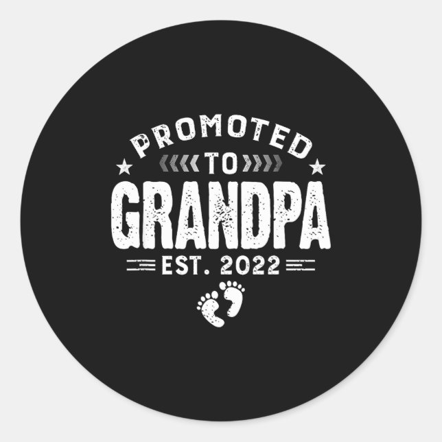 Pegatina Redonda Mens Promoted To Grandpa Est 2022 Funny New Grandp (Anverso)