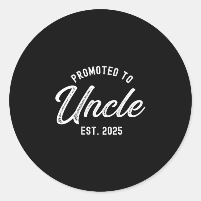 Pegatina Redonda Mens Promoted To Uncle Est 2025 Funny Baby Announc (Anverso)