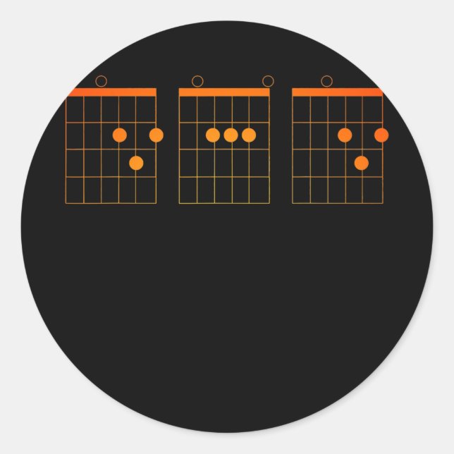 Pegatina Redonda Mens Proud Dad Funny Guitarist Guitar Chords (Anverso)
