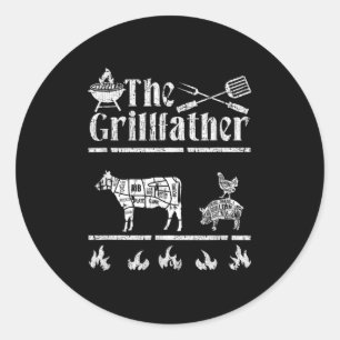 Pegatina Redonda Mens The Grillfather Haría Que Bbq Funny