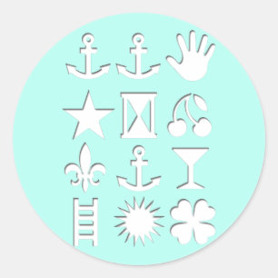 Pegatina Redonda Mensaje azul codificado Amistad Roun St