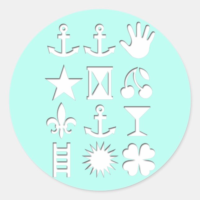 Pegatina Redonda Mensaje azul codificado Amistad Roun St (Anverso)