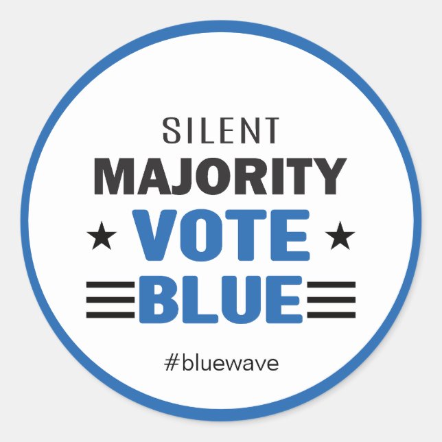 Pegatina Redonda Mensaje de la campaña electoral política azul (Anverso)