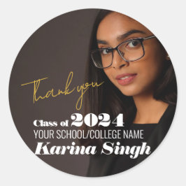 Pegatina Redonda Mensaje de la fiesta de graduación moderna y elega