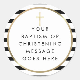 Pegatina Redonda Mensaje de navidad del bautismo de la franja de Mo