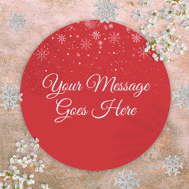 Pegatina Redonda Mensaje de Navidad personalizado de Red de Nieve