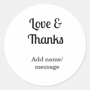 Pegatina Redonda Mensaje de texto del nombre del negocio de amor y 