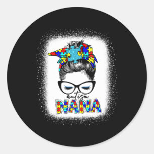 Pegatina Redonda Mensaje de un autismo Nana Divertido Nana Puzzle A