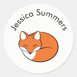 Pegatina Redonda Mensaje del Personalizado Fox Personalizado durmie
