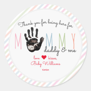 Pegatina Redonda Mensaje desde el Baby Shower Bump Ultrasound Cute