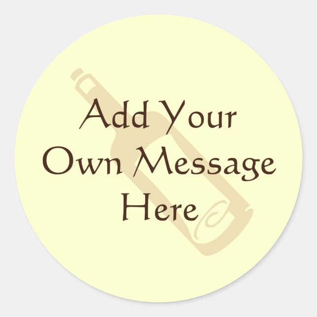 Pegatina Redonda Mensaje en una botella. (Anverso)