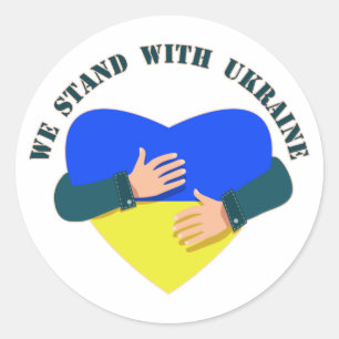 Pegatina Redonda Mensaje inspirador Estamos con Ucrania