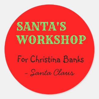 Pegatina Redonda Mensaje personalizado de Santa Claus