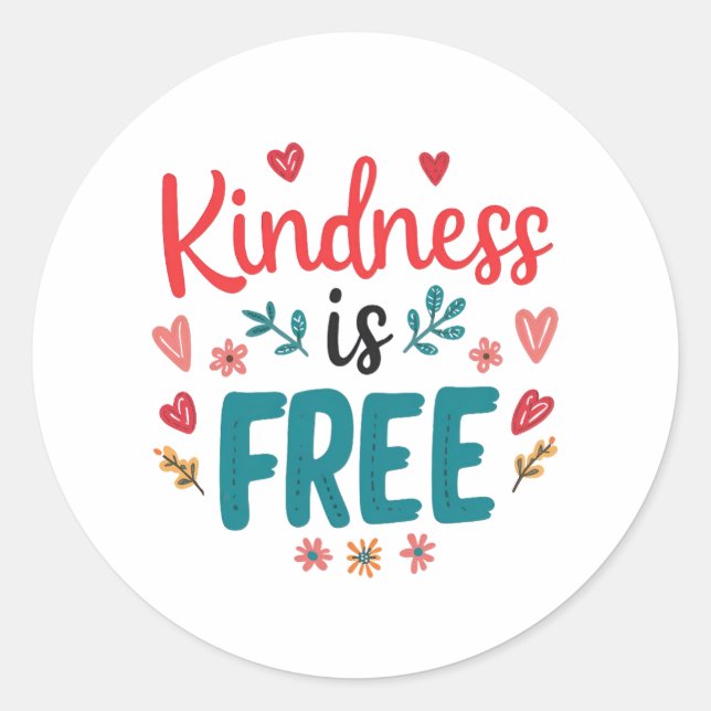 Pegatina Redonda Mensaje positivo "Be Kind" con corazón (Anverso)